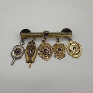 Vintage Lot of Lions Club Lapel Pins U.S. Enamel & 1/10 10K Gold Filled Leavens